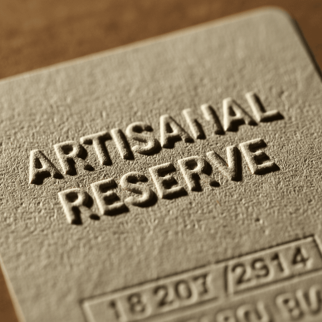 Close-up of embossed lettering on label